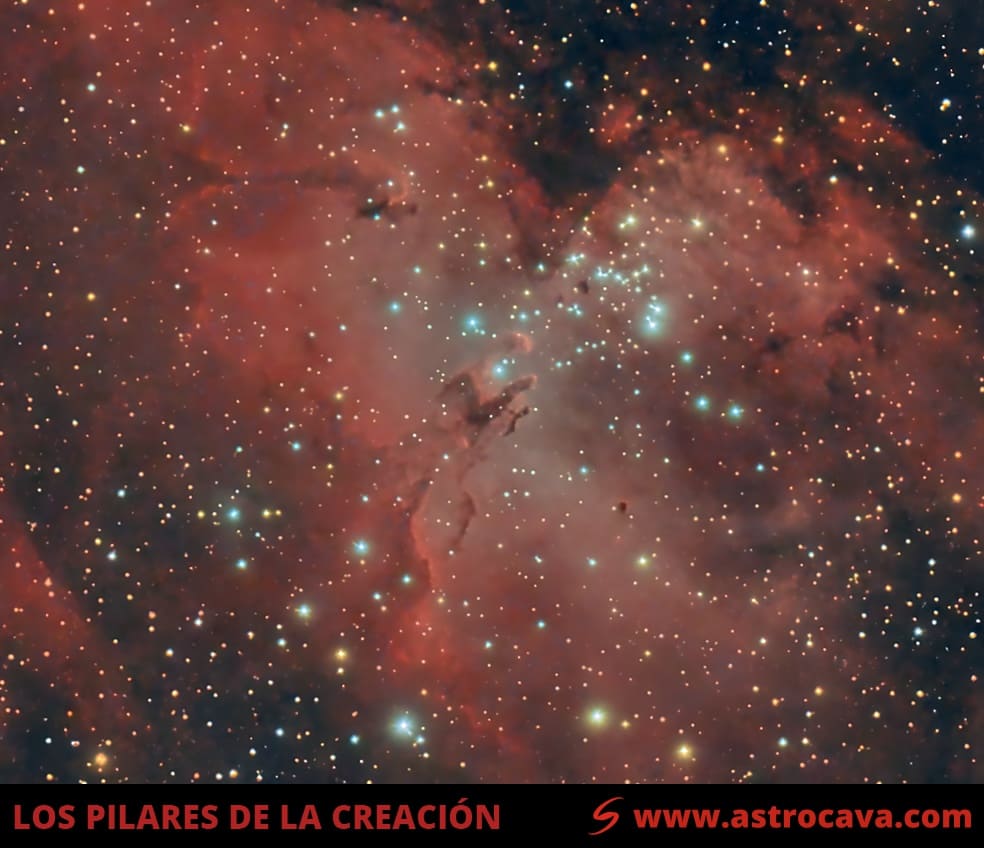 Detalle del corazón de la Nebulosa del Águila (M16). Los pilares de la Creación