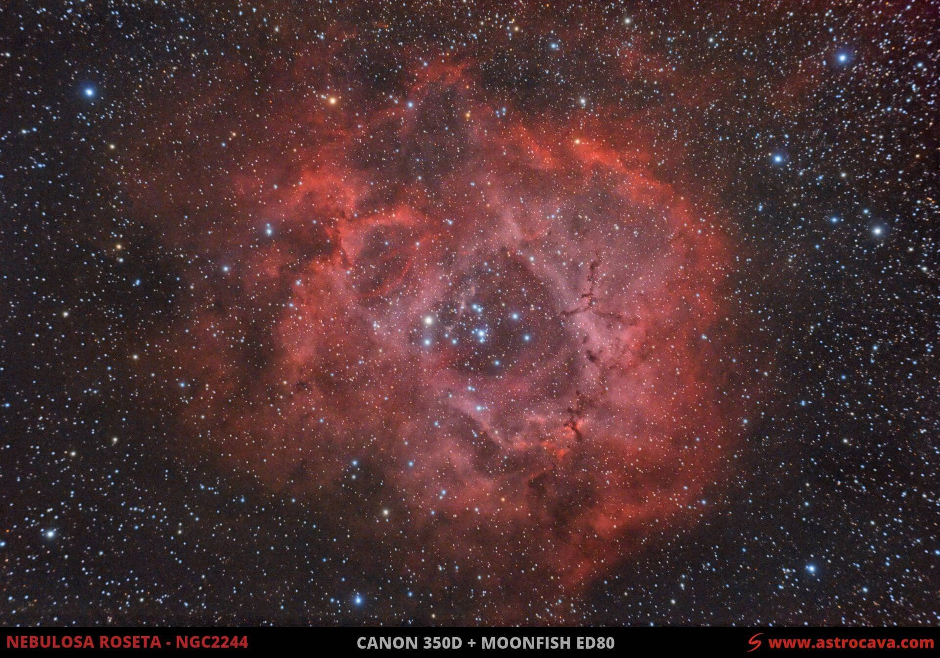 Nebulosa del Rosetón (NGC2244) en Unicornio. Versión año 2009.