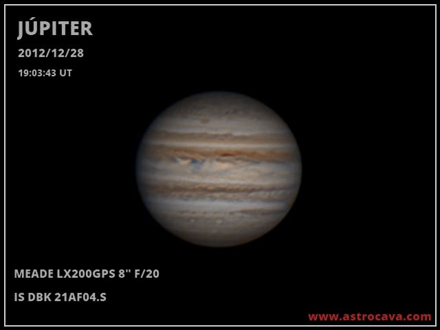 Júpiter. 28 de diciembre de 2012. Meade LX200GPS 8" + IS DBK 21AF04.S