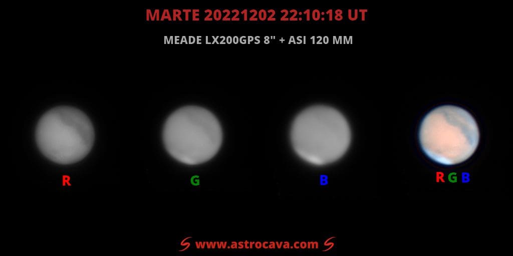 Marte, la noche del 2 de diciembre de 2022. Tricromía con ASI 120MM