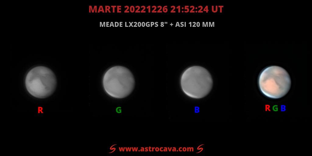 Marte, la noche del 26 de diciembre de 2022. Tricromía con ASI 120MM