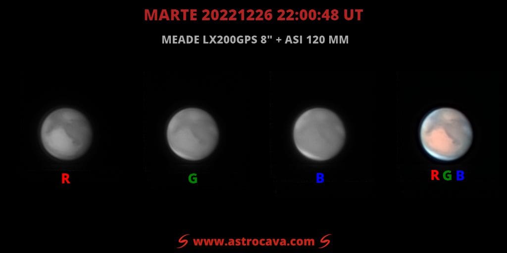 Marte, la noche del 26 de diciembre de 2022. Tricromía con ASI 120MM