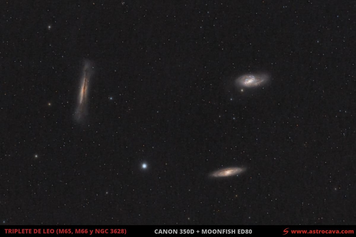 El triplete de galaxias en Leo (M65, M66 Y NGC3628)