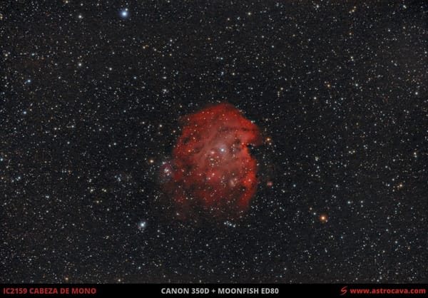 La nebulosa «Cabeza de Mono» (IC2159) en Orión