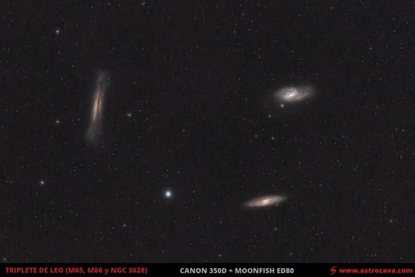 Triplete de galaxias en Leo (M65, M66 y NGC3628)